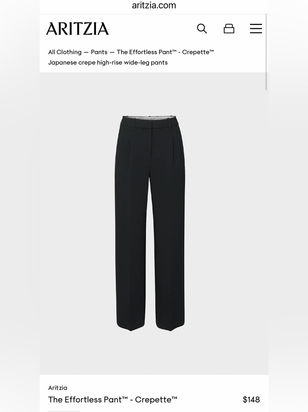 Aritzia Wide-Leg High-Rise Pants in Black 8 short